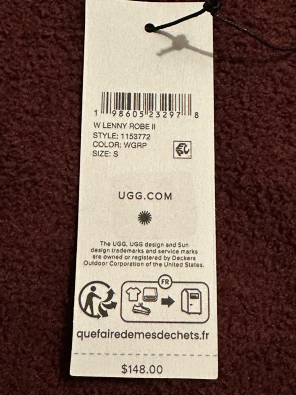NWT UGG Lenny Robe II In Wgrp NWT - Picture 10 of 11